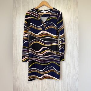 Diane Von Furstenberg Reina Silk Dress in Marble Stripe Size 8 LNC